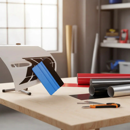 Squeegee Aplicador de Vinil 3M Azul con Felpa - Paquete de 10 piezas