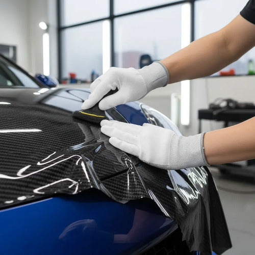 Par De Guantes Para Instalar Vinil Wraps Fibra Carbono  Blanco