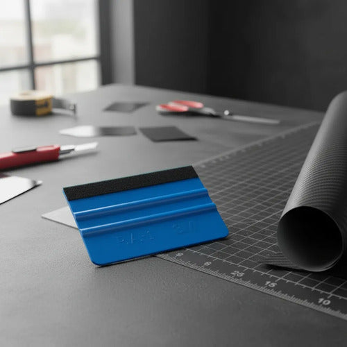 3 Espátula Aplicadora De Vinil Pleca Squeegee Cuña Rasero Azul