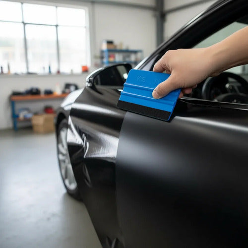Squeegee Aplicador de Vinil 3M Azul con Felpa - Paquete de 5 piezas
