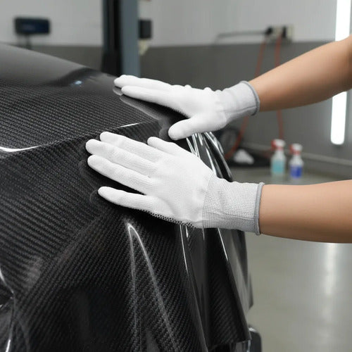 Par De Guantes Para Instalar Vinil Wraps Fibra Carbono  Blanco